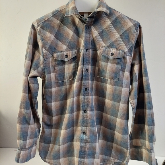 Clearwater Outfitters Blue Brown‎ Plaid Button M Button Down Front Pockets Mens - Picture 1 of 7